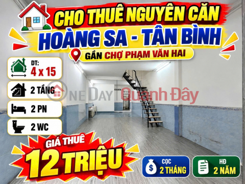 House for rent, recessed frontage on Hoang Sa Street, Tan Binh District, 4x15m, 12 million VND. _0