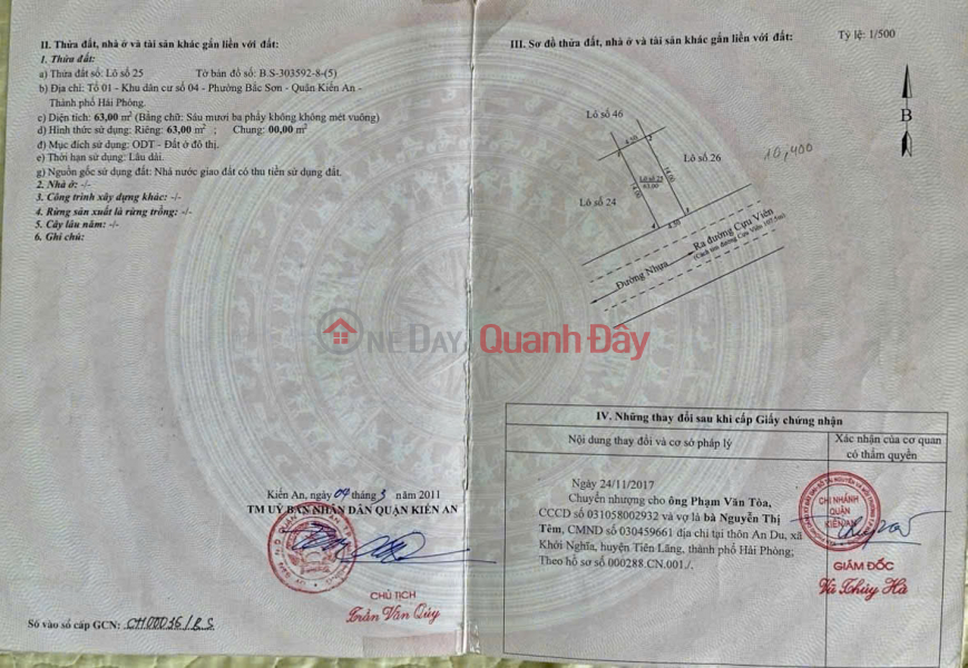 Property Search Vietnam | OneDay | Nhà ở Niêm yết bán | Chủ cần bán lô đất tuyến 2 đường Cựu Viên - Bắc Sơn, Kiến An - Kinh doanh buôn bán cực tốt