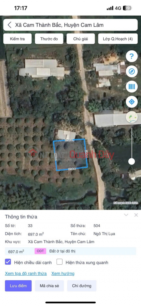 ĐẤT ĐẸP - GIÁ TỐT - Bán GẤP Lô Đất Tiềm Năng Xã Cam Thành Bắc, Cam Lâm, Khánh Hòa _0