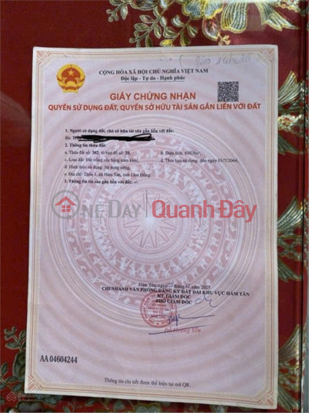 HOT HOT – CẦN BÁN 630M² ĐẤT MẶT TIỀN QL55, TT. Tân Nghĩa, H. Hàm Tân, T. Bình Thuận Niêm yết bán