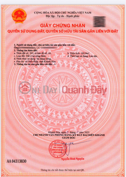 BÁN LÔ ĐẤT ĐẸP - GIÁ TỐT - Cần bán nhanh lô đất vị trí đẹp tai xã Suối Hiệp, Khánh Hòa, Việt Nam Bán | đ 750 triệu