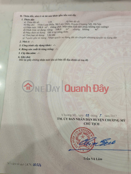 Property Search Vietnam | OneDay | Residential Sales Listings, SELLING 108M2 CORNER LOT WITH 2 FRONTAGES. ROAD FOR 2.5 TON CARS CAN PARKING AT THE DOOR. - Area: 108m2. Frontage=Mh=7.6 - Address: Lam Dien Commune -