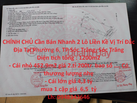 CHÍNH CHỦ Cần Bán Nhanh 2 Lô Liền Kề Vị Trí Đắc Địa Tại Phường 6, TP Sóc Trăng, Sóc Trăng _0