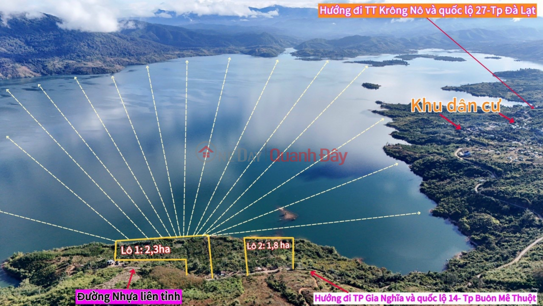 Land for sale with frontage on inter-provincial asphalt road, with 42m of road and 229m of lake | Vietnam, Sales đ 2.5 Billion