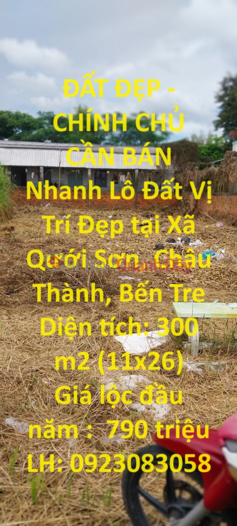 ĐẤT ĐẸP - CHÍNH CHỦ CẦN BÁN Nhanh Lô Đất Vị Trí Đẹp tại Xã Qưới Sơn, Châu Thành, Bến Tre _0