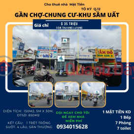 Cho thuê nhà Mặt Tiền Tô Ký 150m2, 4Lầu+ST - CẠNH CHỢ-CHUNG CƯ _0