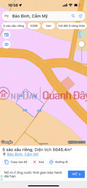 Property Search Vietnam | OneDay | Nhà ở Niêm yết bán, CƠ HỘI ĐẦU TƯ SINH LỜI CAO BÁN ĐẤT XÃ BẢO BÌNH, CẨM MỸ, ĐỒNG NAI.