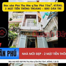 NEW-BEAUTIFUL house for sale in Phu Tho Hoa, Tan Phu district, 72m², 4 FLOORS, 7.25 billion _0