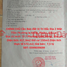 GOOD LOCATION - GOOD PRICE - OWNER Need to sell land in prime location with 2 street frontages in Ia Kring Ward, Pleiku, Gia Lai _0