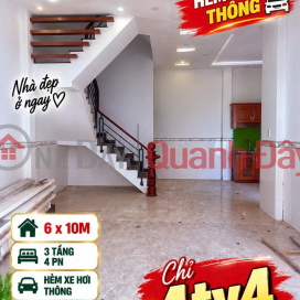 3-story house for sale, 60m2 (6x10m),4 bedrooms, Ha Huy Giap Street, TX52, District 12, accessible by car, only 4.4 billion VND. _0