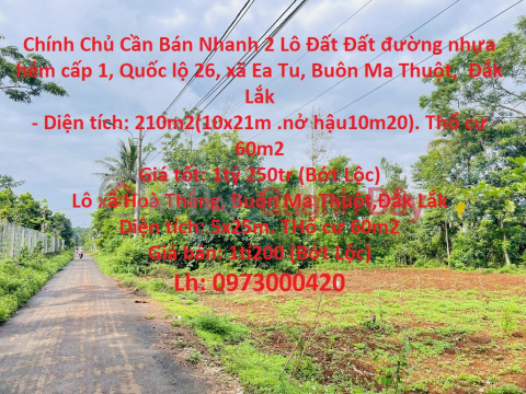 Chính Chủ Cần Bán Nhanh 2 Lô Đất Vị Trí Siêu Đẹp Giá Đầu Tư Tại Thành Phố Buôn Ma Thuột _0