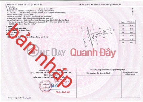 BEAUTIFUL LAND - INVESTMENT PRICE - OWNER URGENTLY NEEDS TO SELL LAND LOT in Hoa Phu Commune, Buon Ma Thuot City, Dak Lak _0