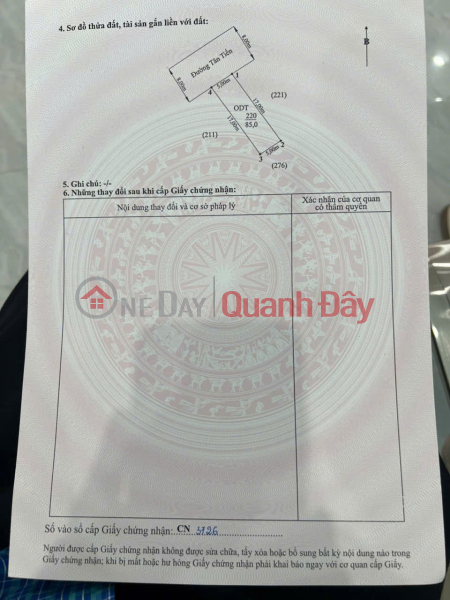 LÔ ĐẤT PHỐ TÂN THÀNH – GIÁ TỐT TRONG KHU DÂN CƯ, MẶT TIỀN 5M ZALO 0567 222 555 Niêm yết bán