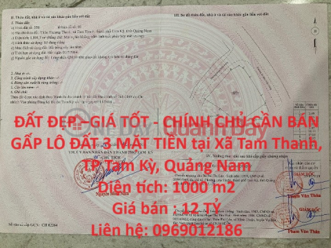 BEAUTIFUL LAND - GOOD PRICE - OWNER NEEDS TO SELL 3-FRONT LOT OF LAND URGENTLY at Tam Thanh Commune, Tam Ky City, Quang Nam _0