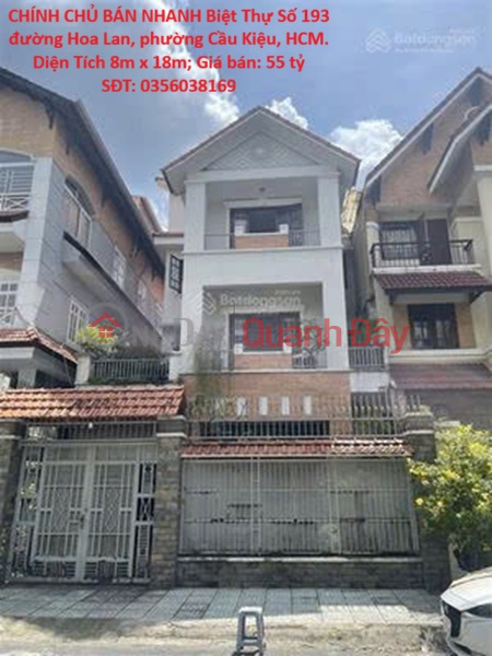 OWNER SELLING QUICKLY: Villa at 193 Hoa Lan Street, Cau Kieu Ward, Ho Chi Minh City. Area: 8m x 18m Sales Listings