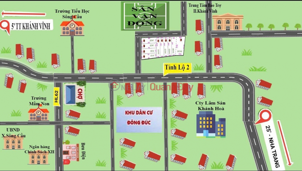 Property Search Vietnam | OneDay | Residential | Sales Listings Land for sale right at Song Cau Khanh Vinh stadium, 100% residential property, only 3.7 million\\/m2