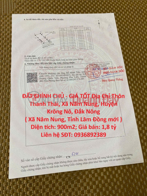 ĐẤT CHÍNH CHỦ - GIÁ TỐT Địa Chỉ Thôn Thanh Thái, Xã Nâm Nung, Huyện Krông Nô, Đắk Nông _0