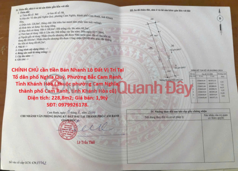 GIÁ TỐT - CHÍNH CHỦ cần tiền Bán Nhanh Lô Đất Vị Trí Tại Phường Bắc Cam Ranh, Tỉnh Khánh Hòa _0