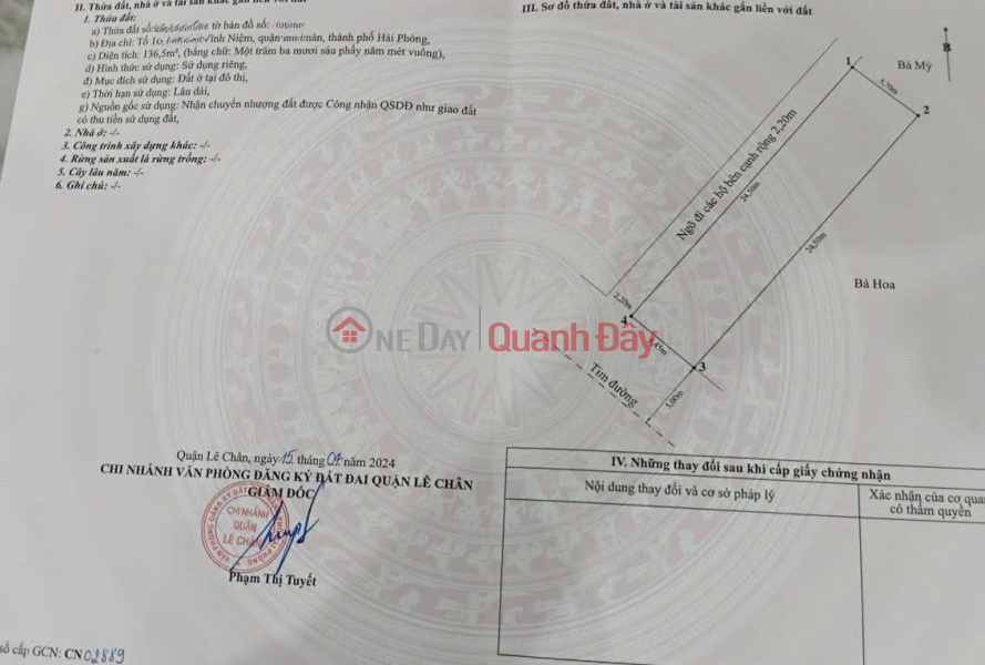 Land plot on Vinh Tien - Vinh Niem road - 137m² - Corner plot with 5.5m frontage Vietnam, Sales đ 8.46 Billion