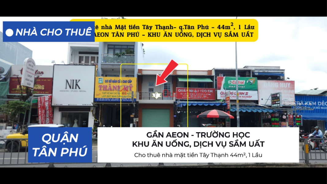 Cho thuê nhà mặt tiền Tây Thạnh 44m², 1 Lầu - KHU DỊCH VỤ ĂN UỐNG SẦM UẤT Niêm yết cho thuê