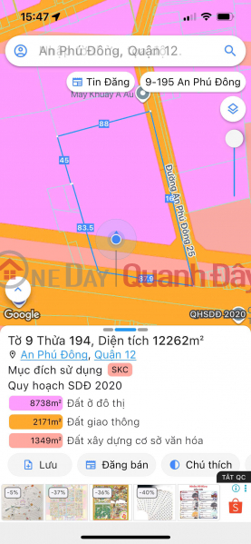 Owning a large land plot in District 12, 12,262m², in a promising location. Large scale project. Vietnam Sales, đ 605 Billion