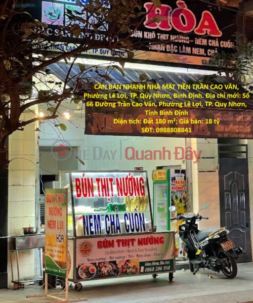 ĐẤT ĐẸP – GIÁ TỐT - CẦN BÁN NHANH NHÀ MẶT TIỀN TRẦN CAO VÂN, Phường Lê Lợi, TP. Quy Nhơn, Bình Định Niêm yết bán