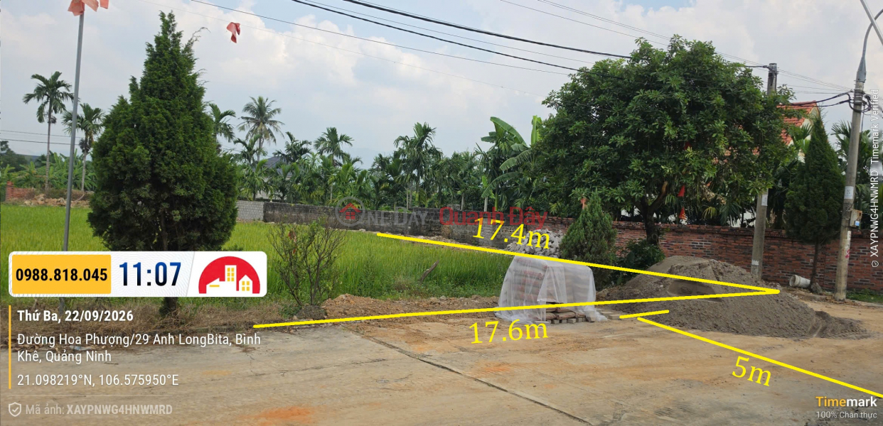 Thanh lý 286m2 đất Trảng Bàng, Trường An, Đông Triều, Quảng Ninh Niêm yết bán