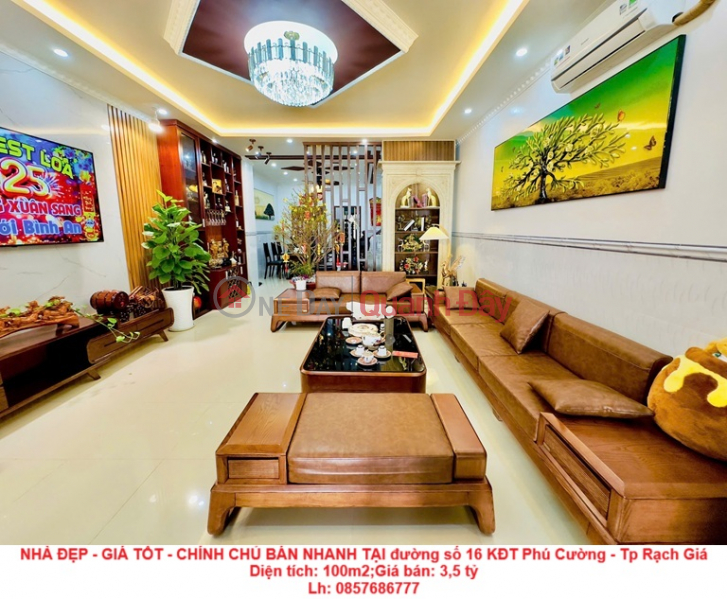 NHÀ ĐẸP - GIÁ TỐT - CHÍNH CHỦ BÁN NHANH TẠI đường số 16 KĐT Phú Cường - Tp Rạch Giá Niêm yết bán
