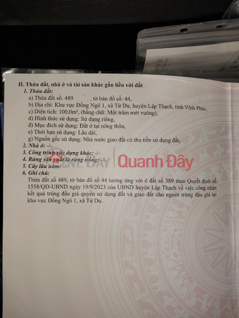 ĐẤT ĐẸP - GIÁ TỐT - CHÍNH CHỦ Cần Bán Gấp Lô Đất Đẹp Tại Lập Thạch - Vĩnh Phúc _0