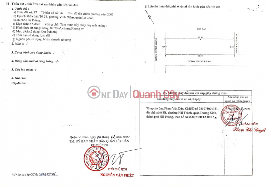 Land for sale with an area of 176m MT9m super nice corner lot PRICE 7.8 billion in Thien Loi - Truc Cat Sales Listings