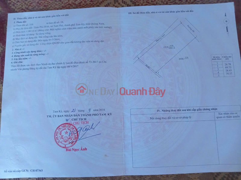 HOT HOT – CHÍNH CHỦ CẦN BÁN ĐẤT VỊ TRÍ ĐẸP TẠI Xã Tam Phú, Thành phố Tam Kỳ, Quảng Nam Niêm yết bán