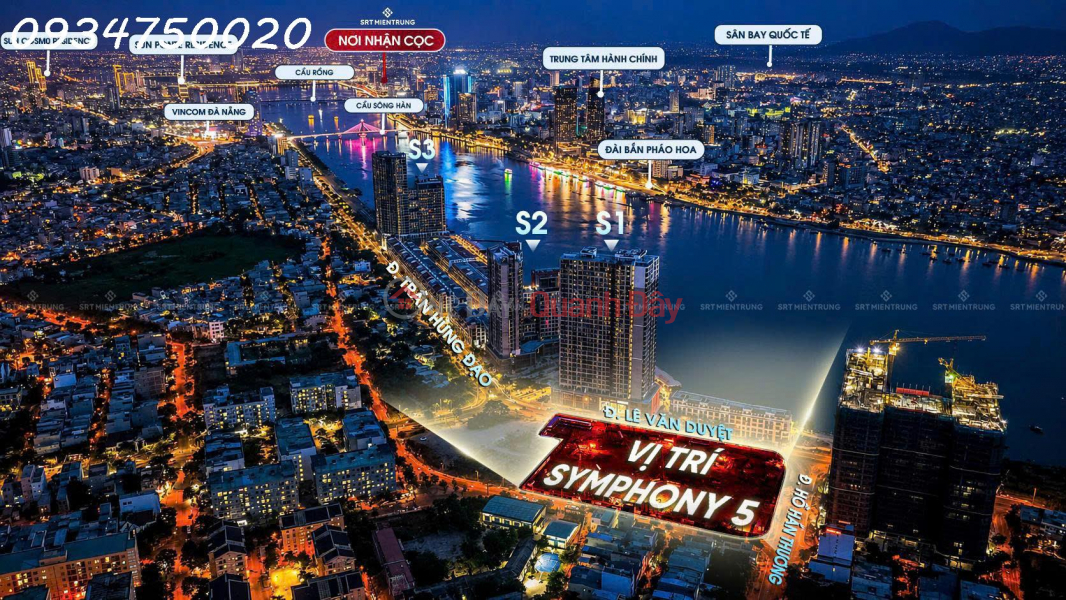 Apartment for sale at Symphony 5, 24th floor, directly facing the Han River, with panoramic views of Da Nang Bay. Sales Listings