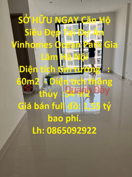 SỞ HỮU NGAY Căn Hộ Siêu Đẹp Tại Dự Án Vinhomes Ocean Park Gia Lâm Hà Nội Niêm yết bán