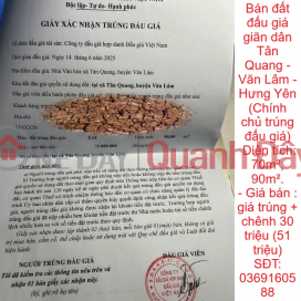 Bán đất đấu giá giãn dân Tân Quang - Văn Lâm - Hưng Yên (Chính chủ trúng đấu giá) _0