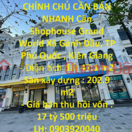 CHÍNH CHỦ CẦN BÁN NHANH Căn Shophouse Grand World TP Phú Quốc – Kiên Giang _0