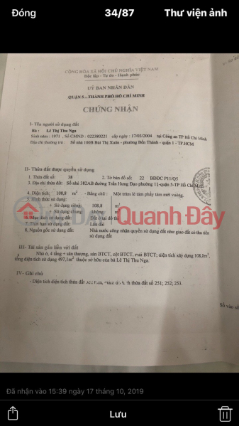 Bán nhà mặt tiền Đại Lộ 382 Trần Hưng Đạo, Phường 11, Quận 5, Hồ Chí Minh. Niêm yết bán