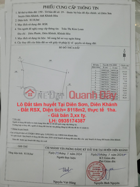 BEAUTIFUL LAND - GOOD PRICE The landowner has family matters so he should sell his dedicated land lot in Dien Son, Dien Khanh Sales Listings