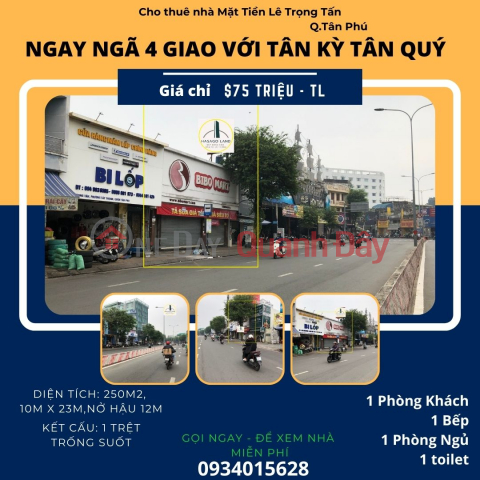 Cho thuê nhà Mặt Tiền Lê Trọng Tấn 250m2, 75 triệu - NGANG 10M _0