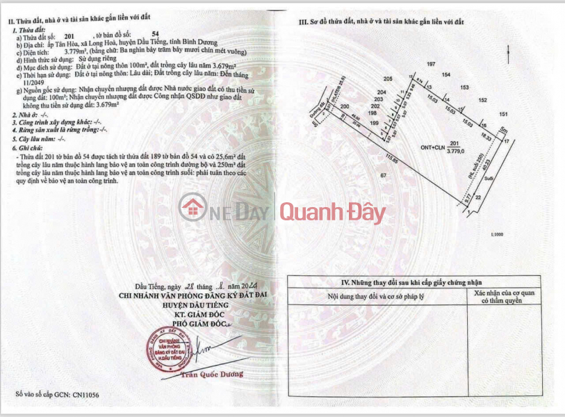 Land for Sale in Tan Hoa Hamlet, Long Hoa Commune, Dau Tieng District, Binh Duong Province Sales Listings