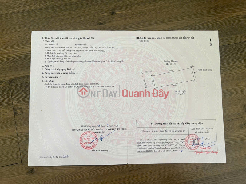 Property Search Vietnam | OneDay | Nhà ở | Niêm yết bán | 2x tr/m2 180m2 Minh Tân Kiến Thụy Zalo 0567222555