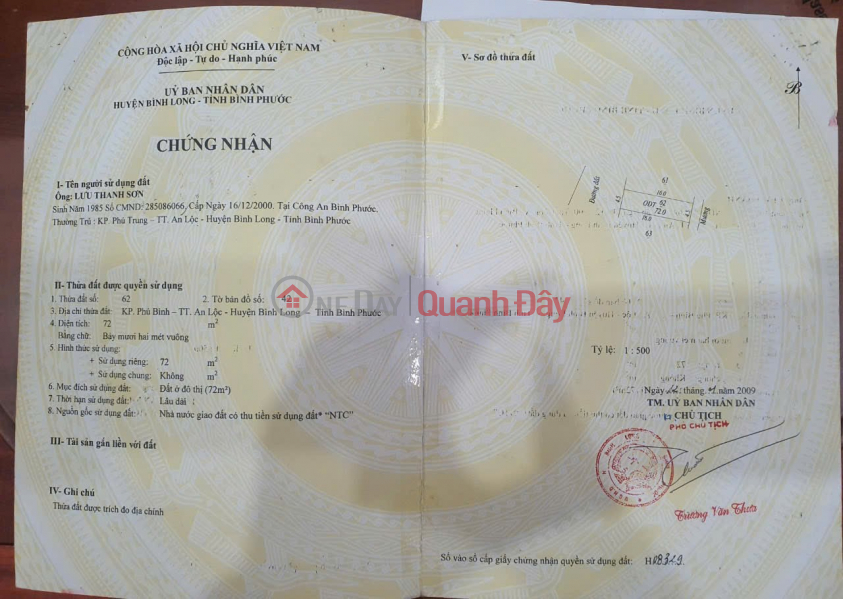 Property Search Vietnam | OneDay | Nhà ở, Niêm yết bán, Bán ĐẤT TẶNG NHÀ - Vị Trí Đẹp KP Phú Bình, TT An Lộc, Huyện Bình Long - Bình Phước