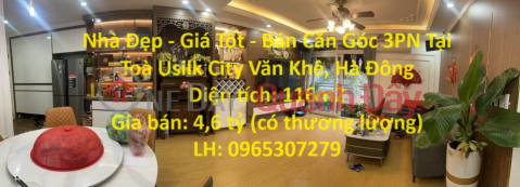 Nhà Đẹp - Giá Tốt - Bán Căn Góc 3PN Tại Toà Usilk City Văn Khê, Hà Đông _0