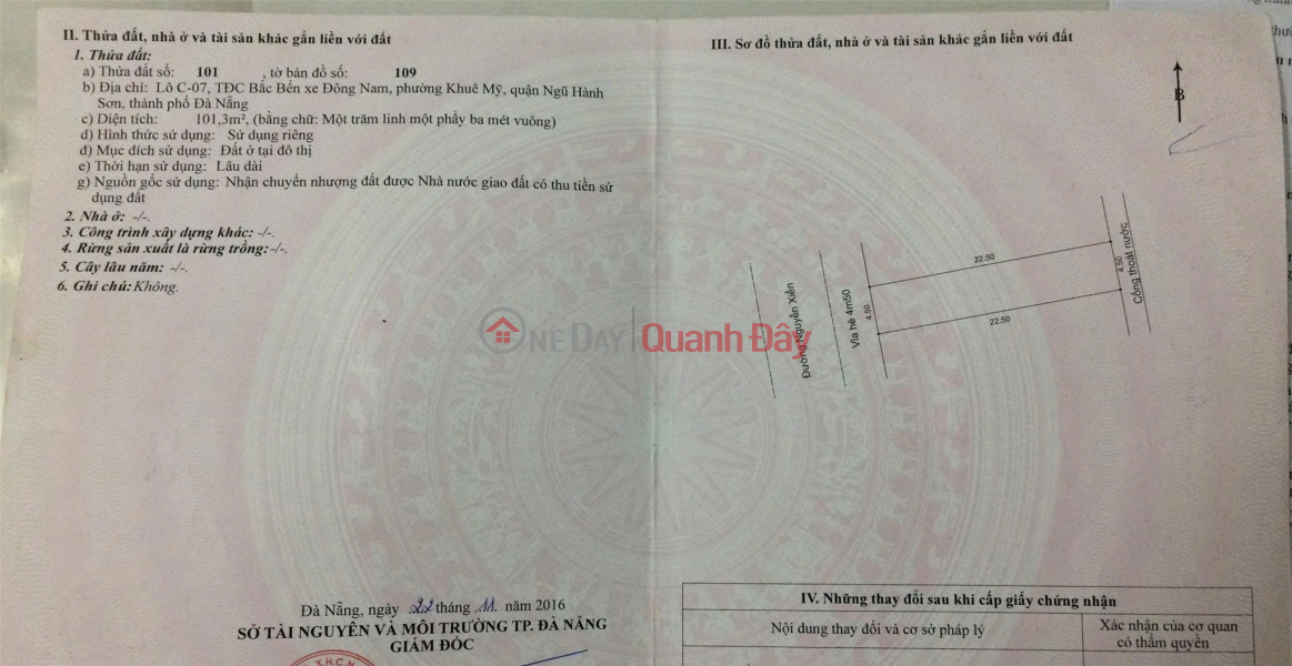 LAND IN GOOD LOCATION - GOOD PRICE - Need to quickly sell a potential land lot in Ngu Hanh Son district, Da Nang city | Vietnam Sales, đ 7.45 Billion