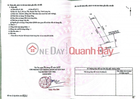 BEAUTIFUL LAND - GOOD PRICE - QUICK SALE OF LAND Front of Provincial Road 833B, Lac Tan Commune, Tan Tru, Long An _0
