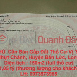 CHÍNH CHỦ Cần Bán Gấp Đất Thổ Cư Vị Trí Đẹp Tại Xã Nhựt Chánh, Huyện Bến Lức, Long An _0