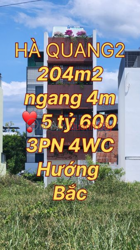 HÀ QUANG 2 NHA TRANG 204M2 NHÀ 3 TẦNG 3PN4WC. DT 204M2 HƯỚNG BẮC SỔ HỒNG HOÀN CÔNG _0