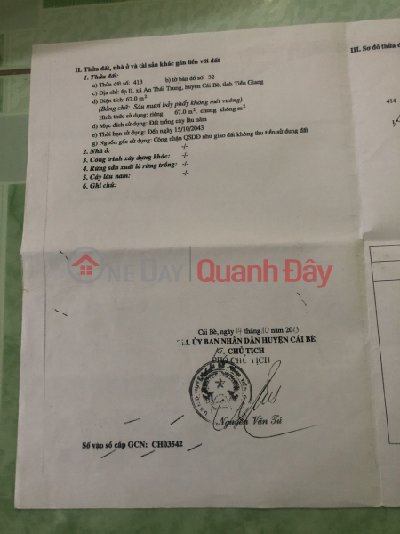 Property Search Vietnam | OneDay | Nhà ở Niêm yết bán, NHÀ ĐẸP – GIÁ TỐT - CẦN BÁN Tại 462 tổ 16, ấp 2, Xã An Thái Trung, Cái Bè, Tiền Giang