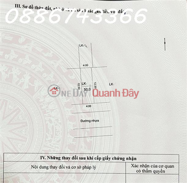 Land auctioned at Da Si Kien Hung gate, 50m2, 6.08 billion Ha Dong, synchronous infrastructure sidewalks Sales Listings