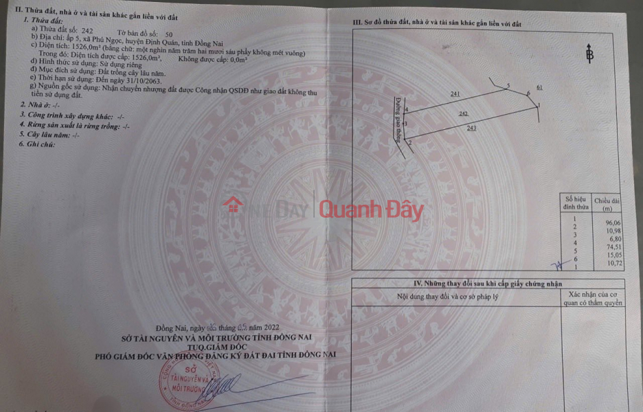 Property Search Vietnam | OneDay | Nhà ở Niêm yết bán 2 sào 6 cần bán đất phú ngọc định quán