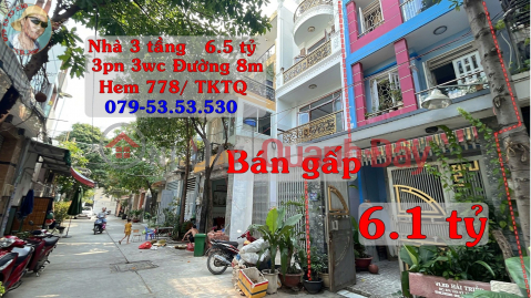 Urgent sale of 3-storey house in alley 778 Tan Ky Tan Quy, HCMC. Car access road, price reduced from 6.5 billion to 6.1 billion, urgent sale _0